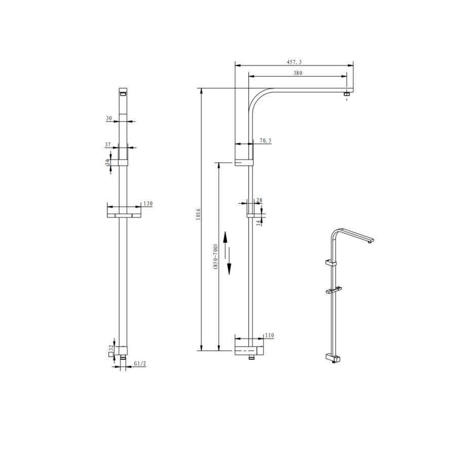 Glijstang Lacus Cretaccio 101x40 cm Verchroomd Messing