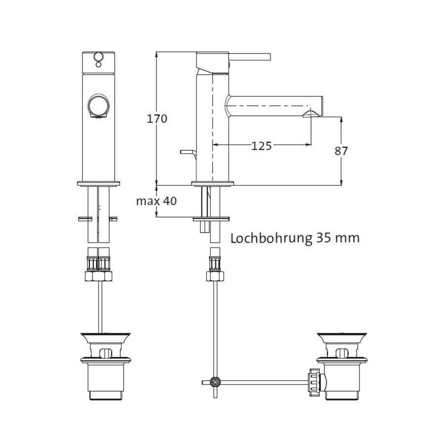 Wastafelmengkraan 1-Gats Herzbach Design New Chroom (met waste)