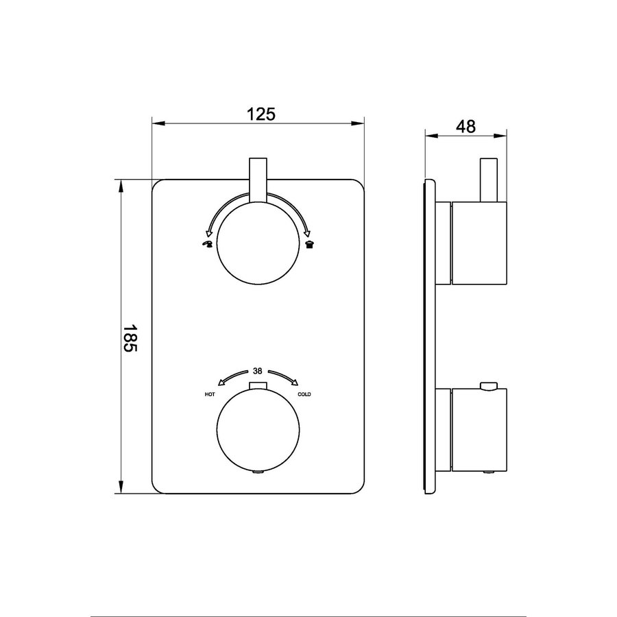 Afbouwdeel Wiesbaden Caral Thermostatisch 2-Weg Geborsteld Messing