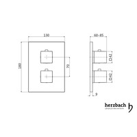 Inbouw Thermostaatkraan Herzbach Living Rechthoek met Veiligheidsbegrenzer Chroom