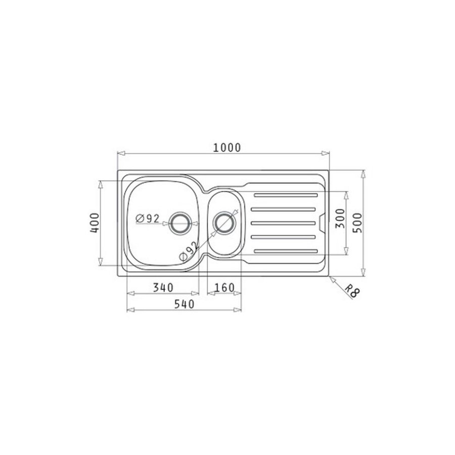 Spoelbak Uitstortgootsteen Van Marcke Callisto 100x50cm RVS