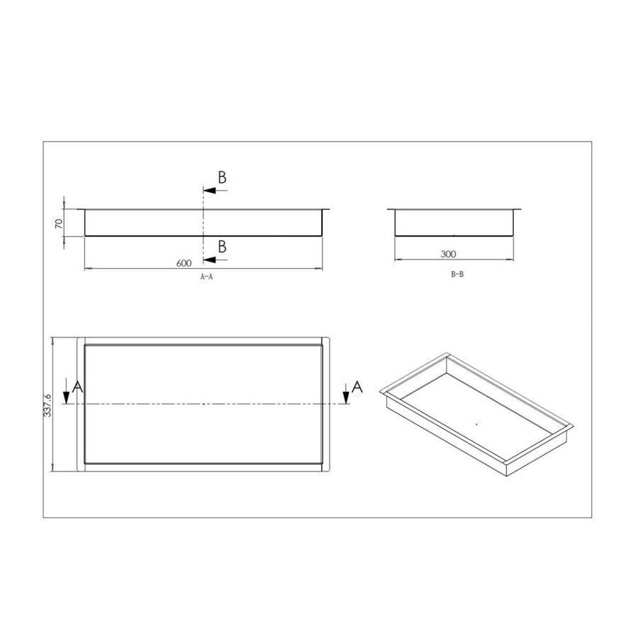 Inbouwnis AQS 30x60x7 cm RVS Goud