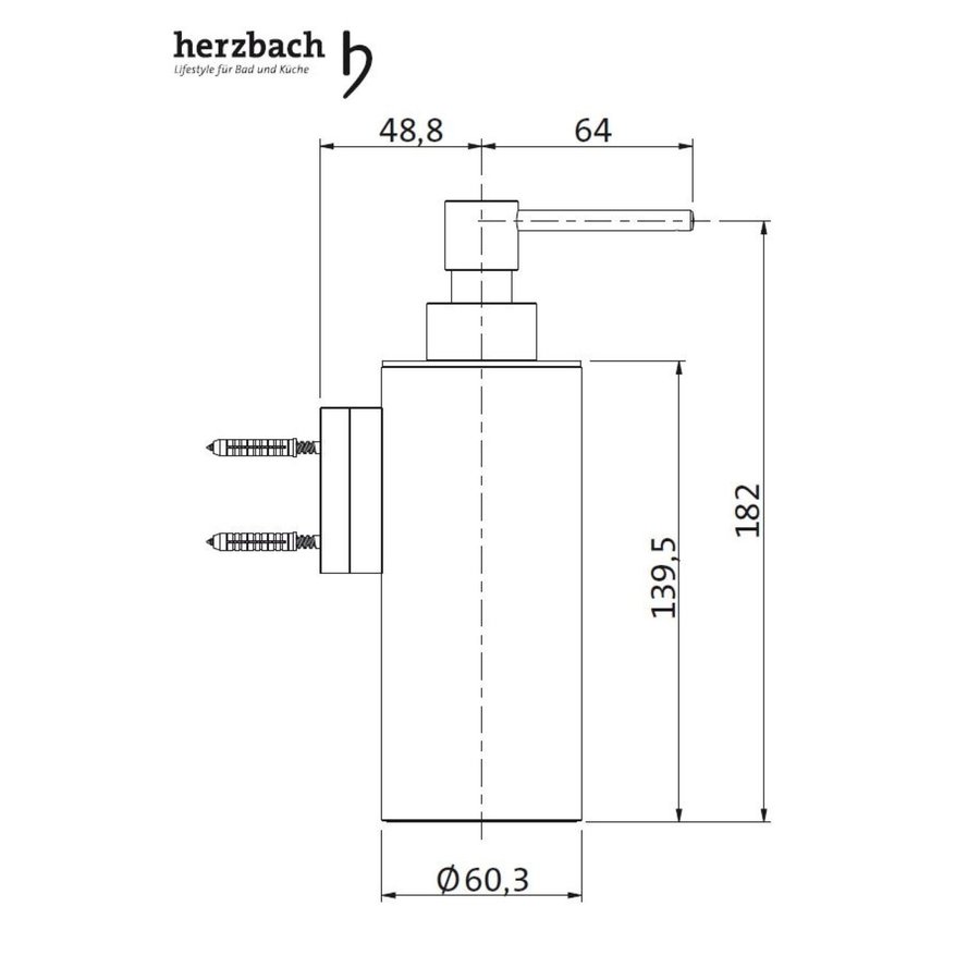 Zeepdispenser voor Wandmontage Herzbach Design IX PVD-Coating Koper