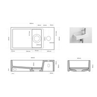 Fontein Differnz Solid Surface 36x18.5x9 cm Wit