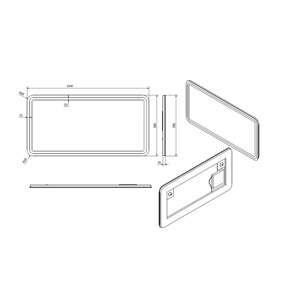 Badkamerspiegel Sapho NYX 100x50 cm LED-Strips