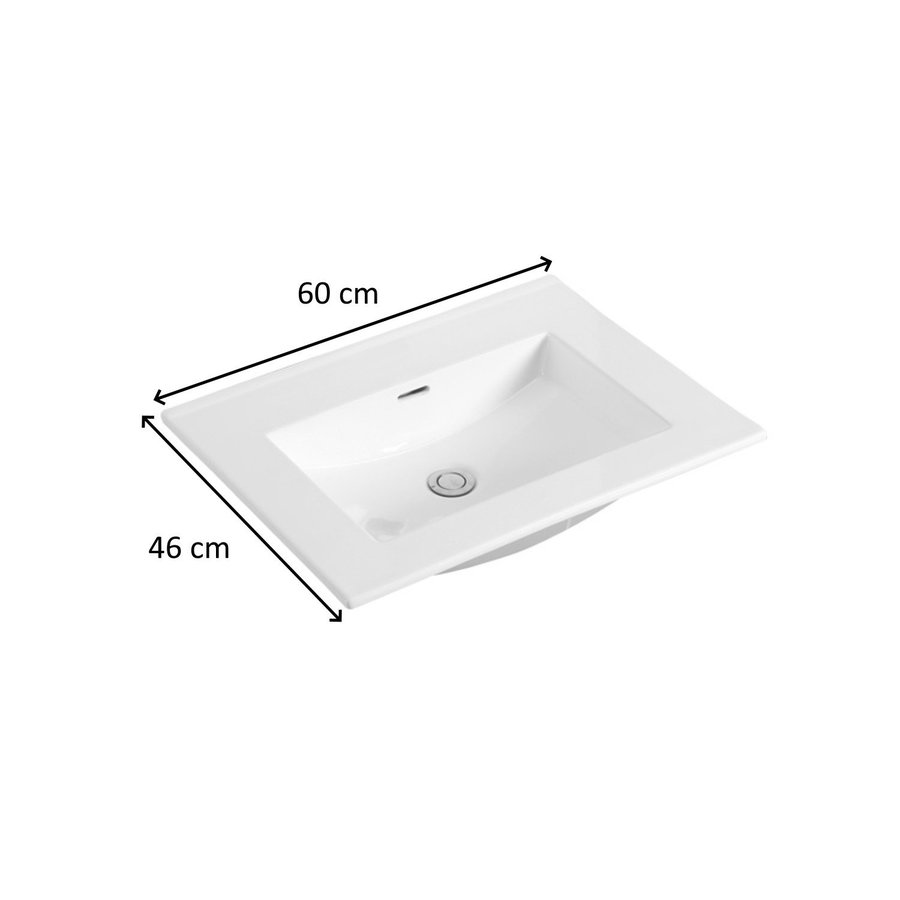 Wastafel Sanilux Classic 60x47x2,5 cm Keramiek Wit (zonder kraangat)