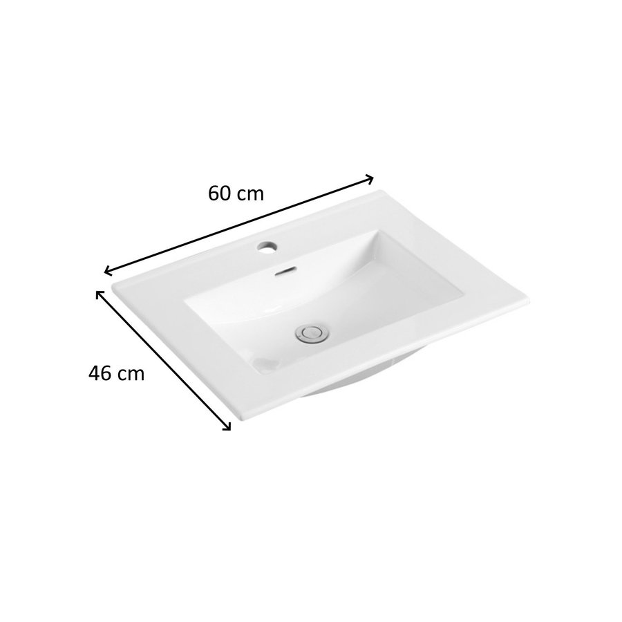 Wastafel Sanilux Classic 60x47x2,5 cm Keramiek Wit (met kraangat)