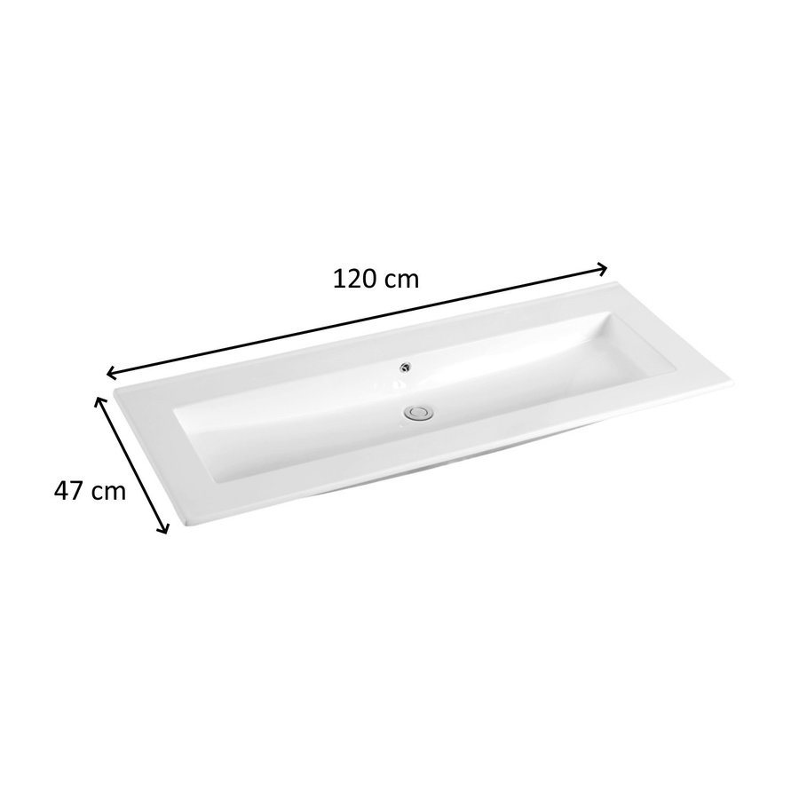 Wastafel Sanilux Classic 120x47x2,5 cm Keramiek Wit Enkel (zonder kraangaten)