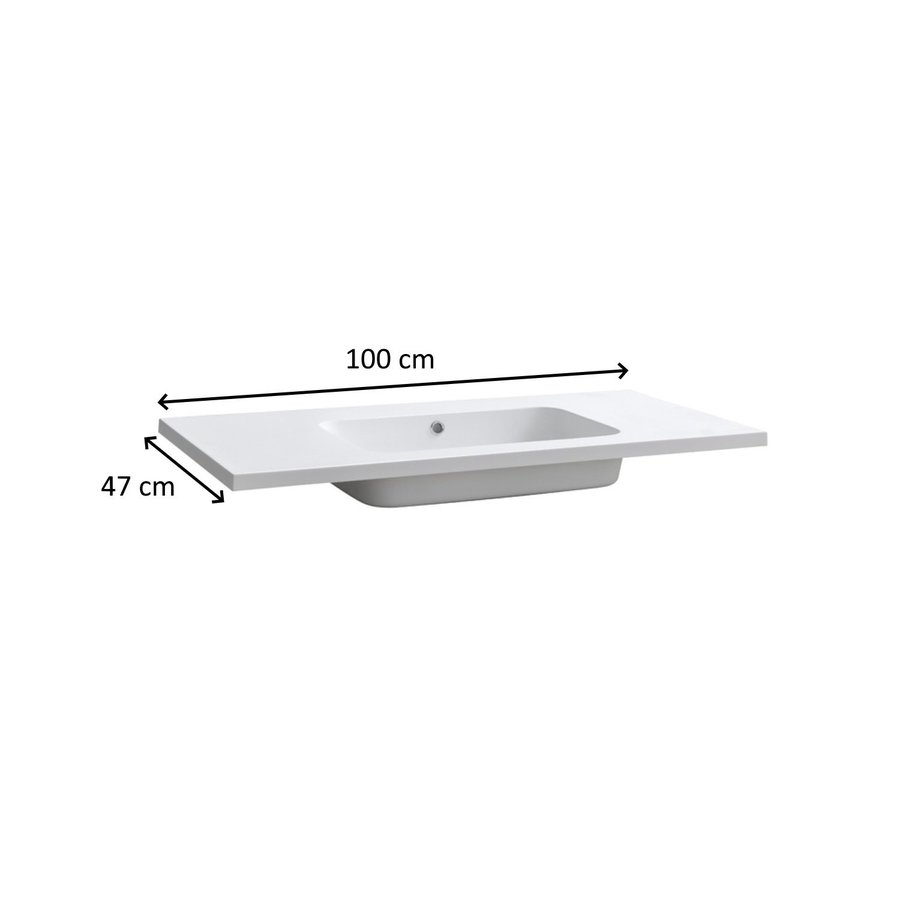 Wastafel Sanilux Classic 100x47x3 cm Mineraalmarmer Mat Wit (zonder kraangat)