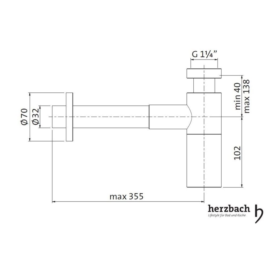 Bekersifon Herzbach Living IX 5/4'' Koper