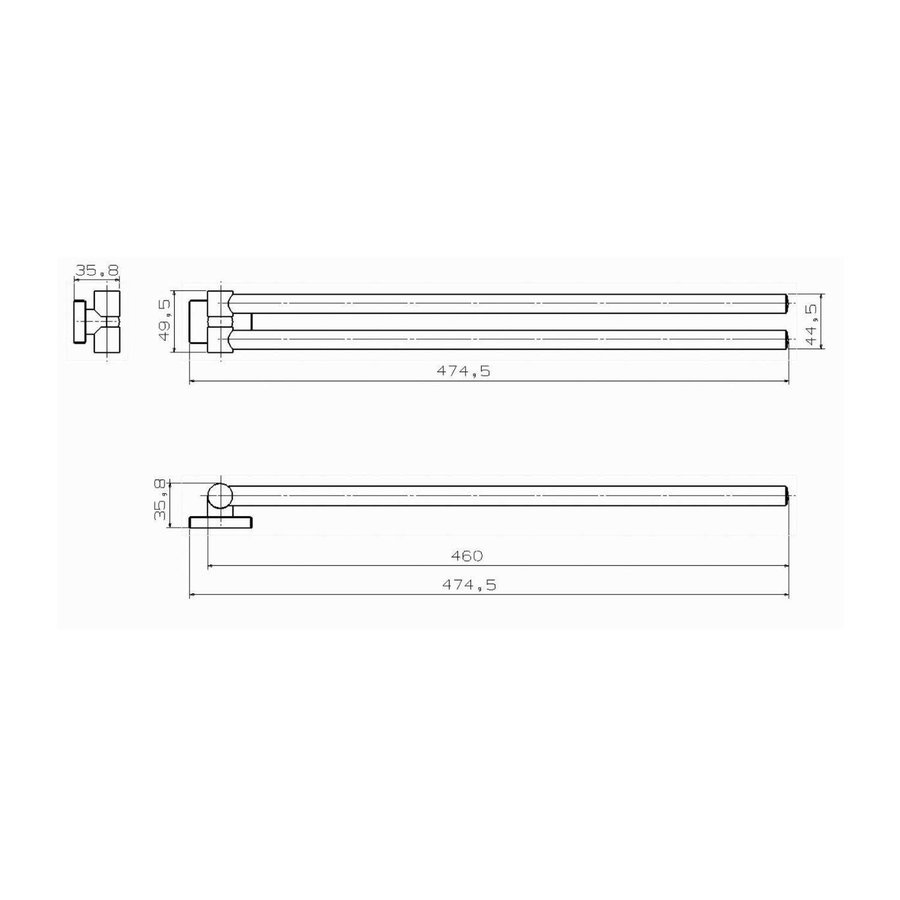 Dubbele Handdoekhouder Sapho Apollo Draaibaar 47.4 cm Chroom