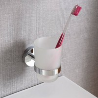 Bekerhouder Sapho X-Round Hangend 7x10 cm Chroom / Melkglas