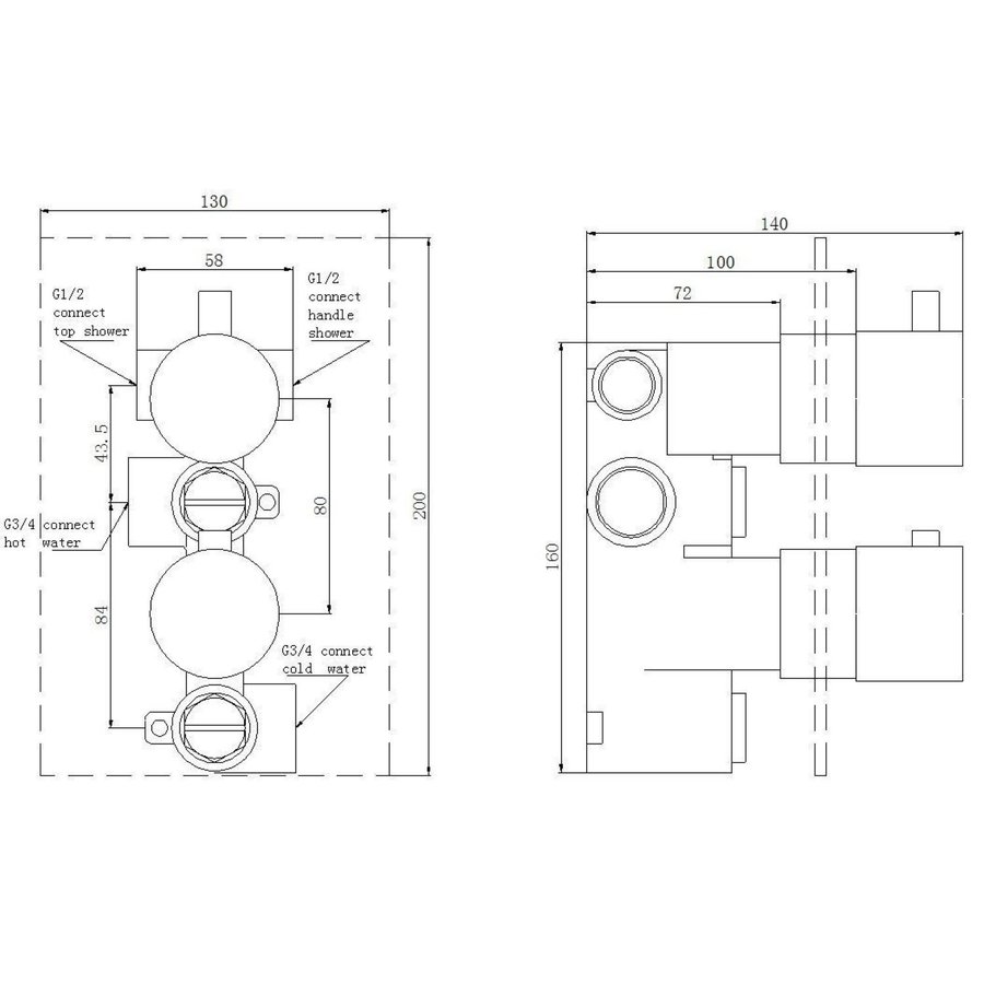 Inbouw Regendouche Set Boss & Wessing Plafonduitloop Ronde Hoofddouche 20 cm Mat Zwart