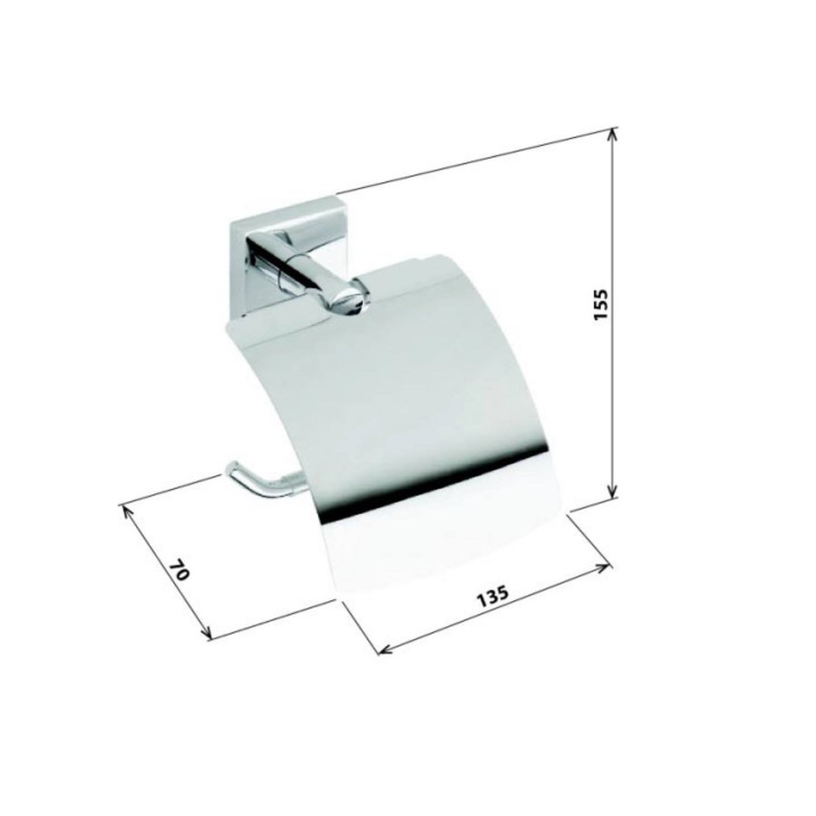 Toiletrolhouder Sapho X-Square 13.5x15.5 cm met Klep Chroom
