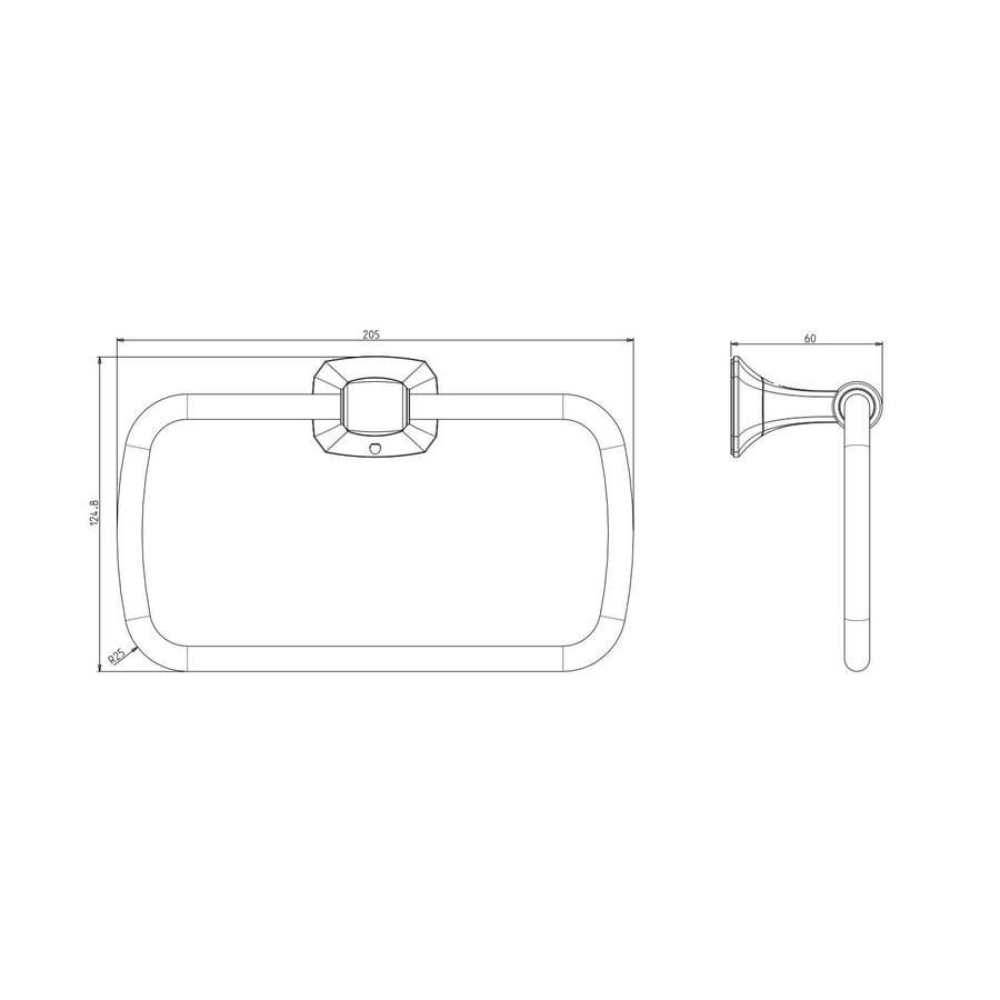 Handdoekhouder Sapho Aida Rechthoekig 20.5x12.4 cm Chroom