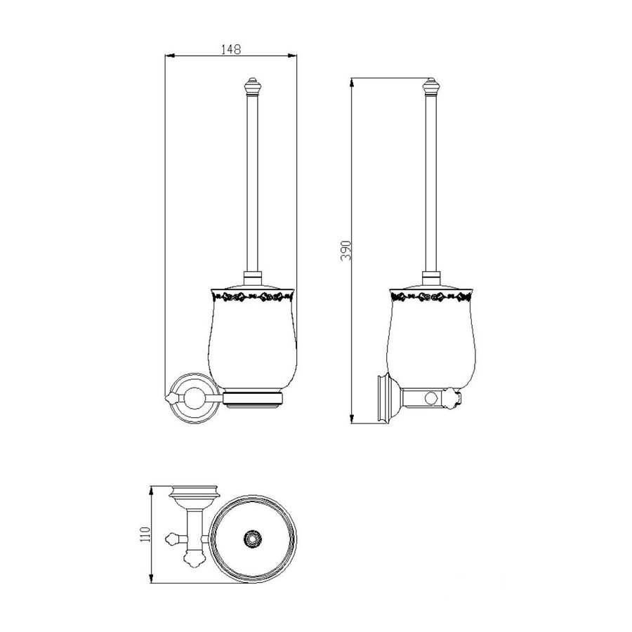 Toiletborstelhouder Sapho Astor Hangend 14.8x39 cm Chroom / Wit