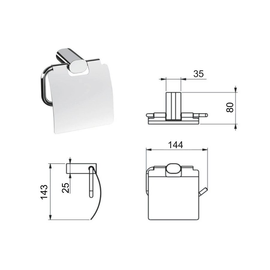 Toiletrolhouder Sapho Flori 14.4x14.3 cm met Klep Chroom