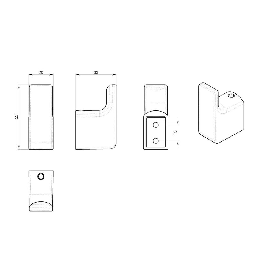 Handdoekhaak 2PCS Sapho Pirenei 2x5.3 cm Mat Zwart