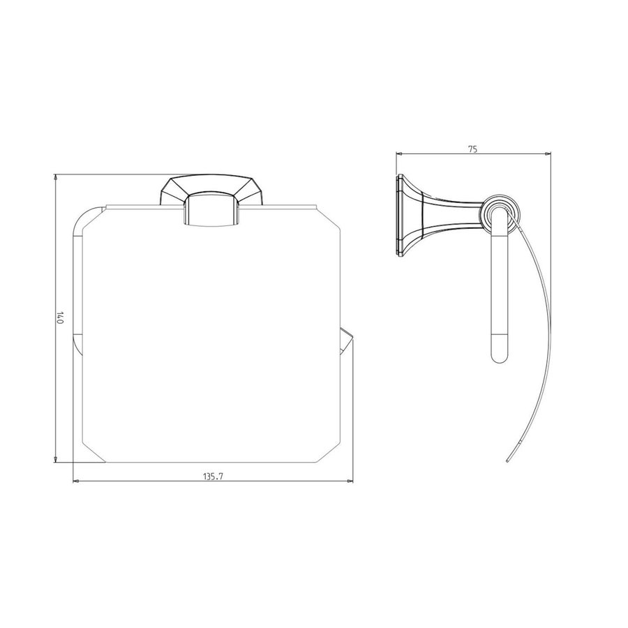 Toiletrolhouder Sapho Aida 13.5x14 cm met Klep Chroom