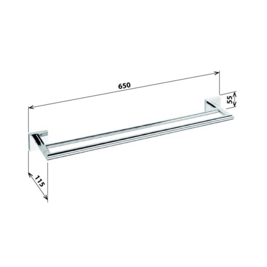 Dubbele Handdoekhouder Sapho X-Square Hangend 65x5.5 cm Chroom