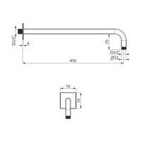 Wanduitloop Herzbach Living Spa PVD-Coating 45 cm Vierkant Rozet Koper