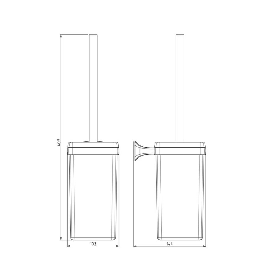 Toiletborstelhouder Sapho Aida Hangend 10.3x40.9 cm Chroom / Satijnglas