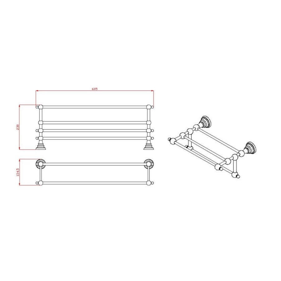 Dubbele Handdoekhouder Sapho Diamond Hangend 60.5 cm Brons