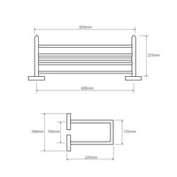 Dubbele Handdoekhouder Sapho X-Square Hangend met Plankopslag 62 cm Chroom