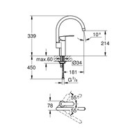 Grohe Keukenkraan Wave Cosmopolitan Hoge Uitloop Chroom