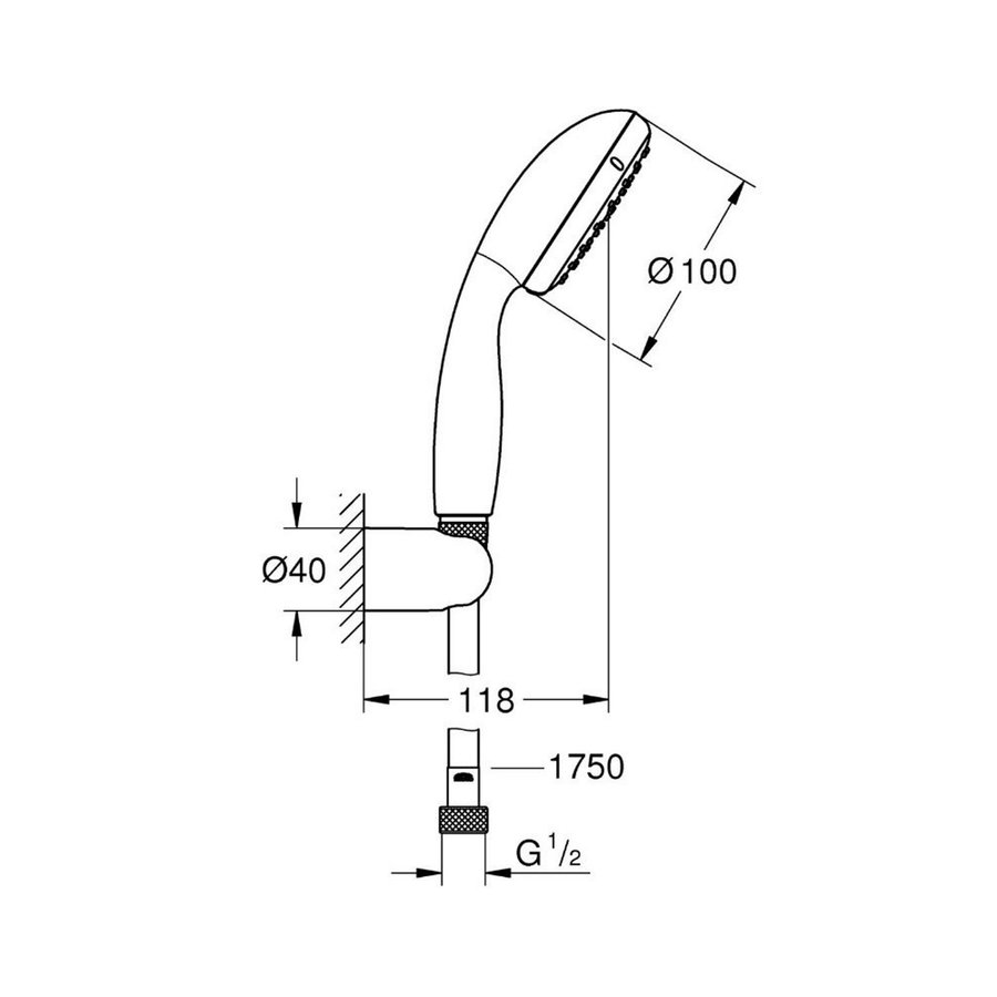 Grohe Vitalio Start 1 Badset Met Handdouche Wanddouchehouder Doucheslang 175cm