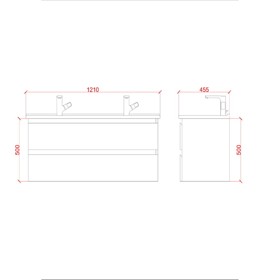 Badkamermeubelset Creavit Sally 120 cm Twee Soft-Close Lades Hoogglans Wit