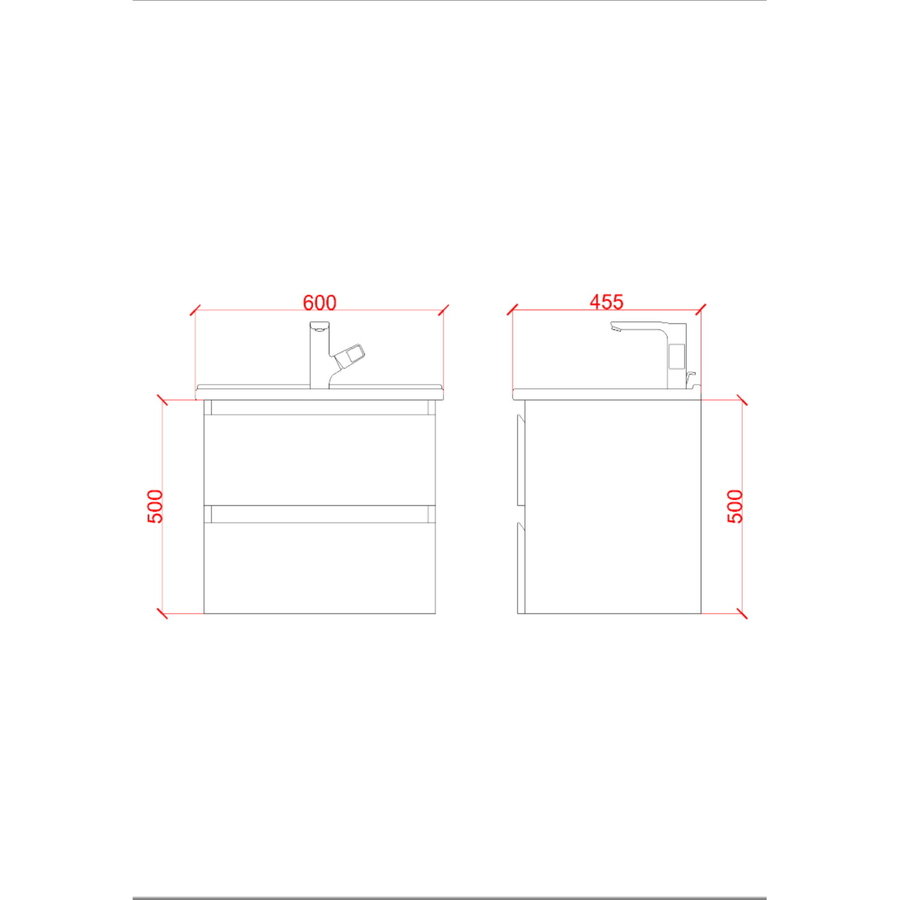 Badkamermeubelset Creavit Sally 60 cm Twee Soft-Close Lades Mat Wit