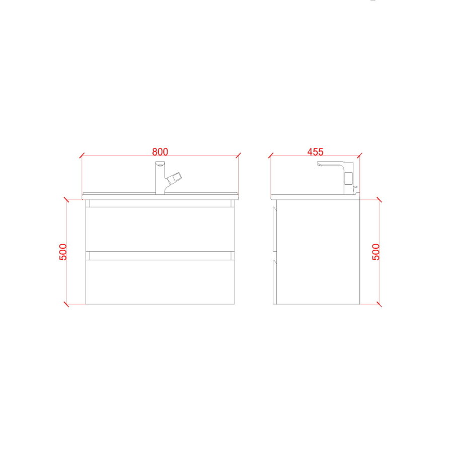 Badkamermeubelset Creavit Sally 80 cm Twee Soft-Close Lades Mat Wit