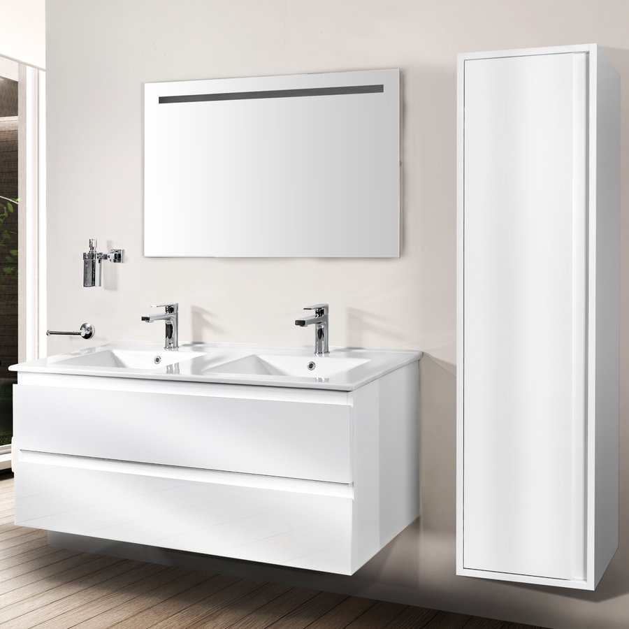 Badkamermeubelset Creavit Sally 120 cm Twee Soft-Close Lades Mat Wit