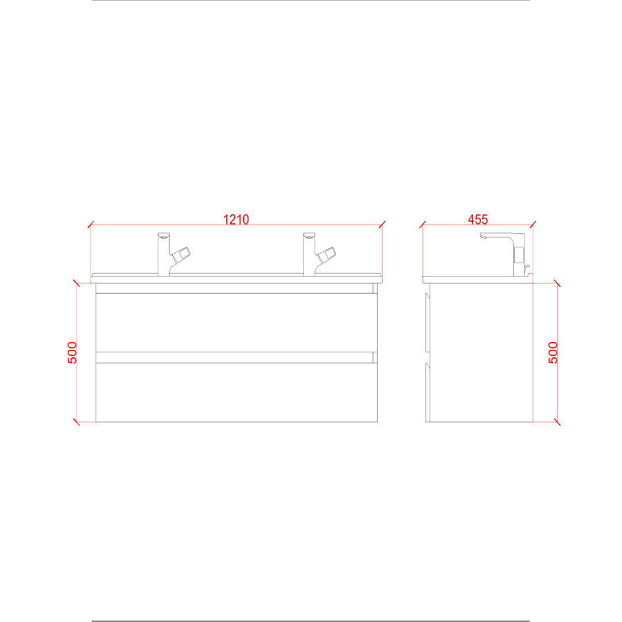 Badkamermeubelset Creavit Sally 120 cm Twee Soft-Close Lades Mat Wit