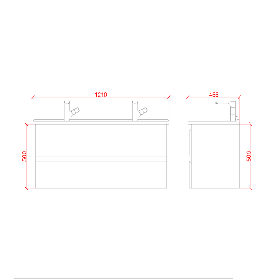 Badkamermeubelset Creavit Sally 120 cm Twee Soft-Close Lades Hoogglans Antraciet