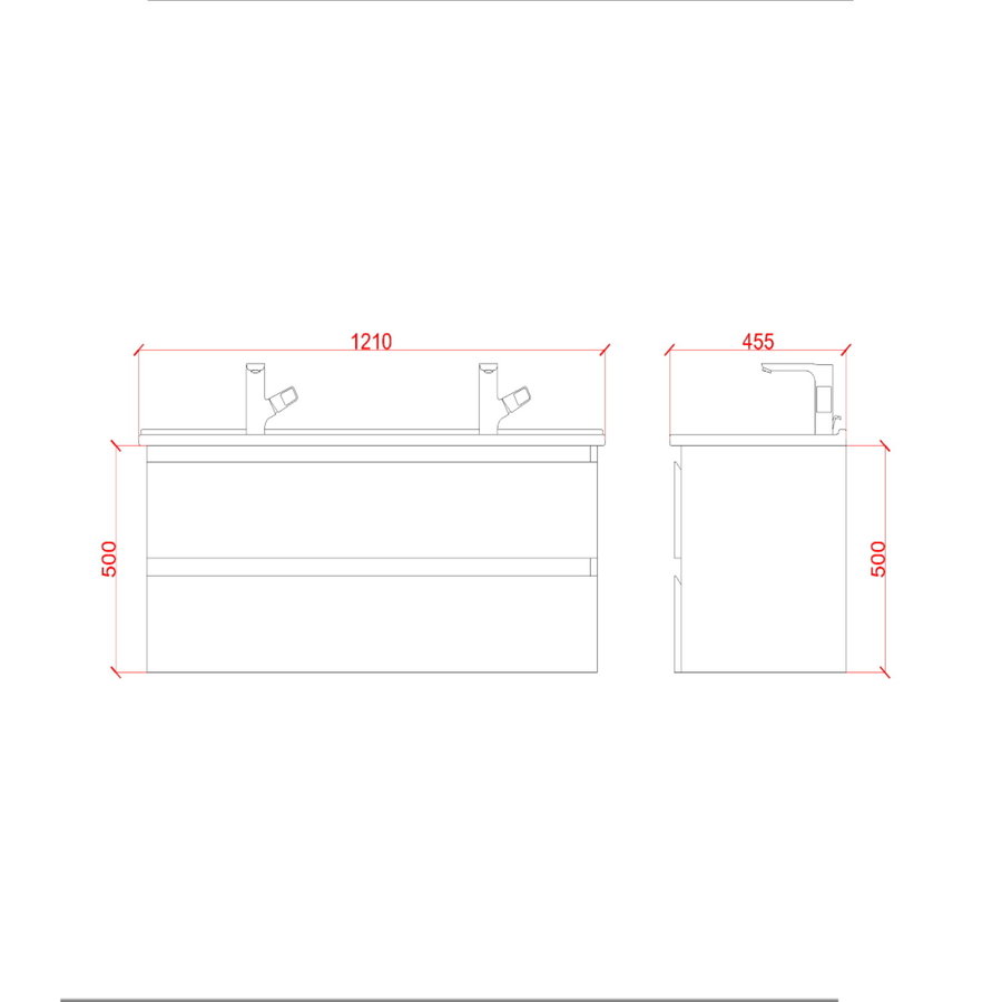 Badkamermeubelset Creavit Sally 120 cm Twee Soft-Close Lades Mat Antraciet