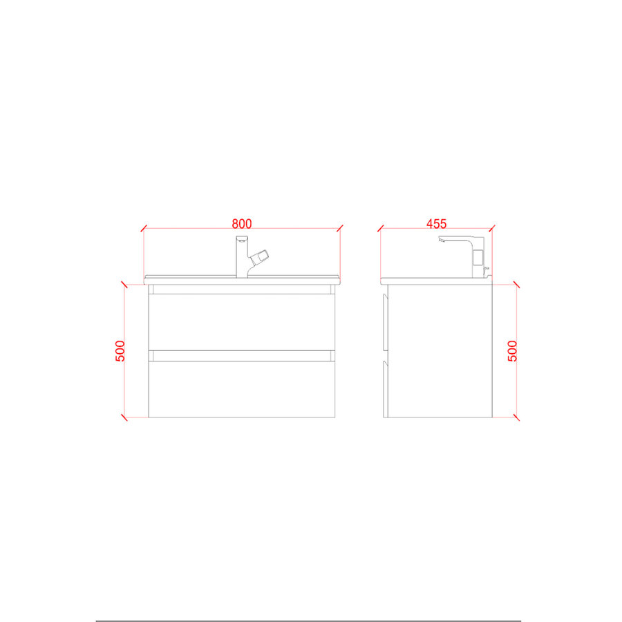 Badkamermeubelset Creavit Sally 80 cm Twee Soft-Close Lades Eiken