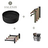 Salenzi Salenzi Waskomset Hide Circle 40x12 cm Incl Hoge Kraan Mat Zwart (Keuze Uit 4 Kleuren Kranen)