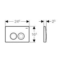 Bedieningsplaat Geberit Delta 25 Frontbediening Mat Wit
