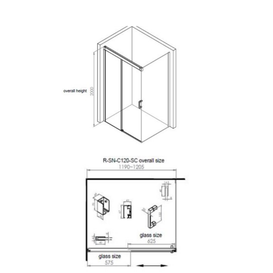 Douchecabine Aqua Splash Cuadro 120 cm Soft-Close Anti-Kalk Coating Chroom (zes varianten)