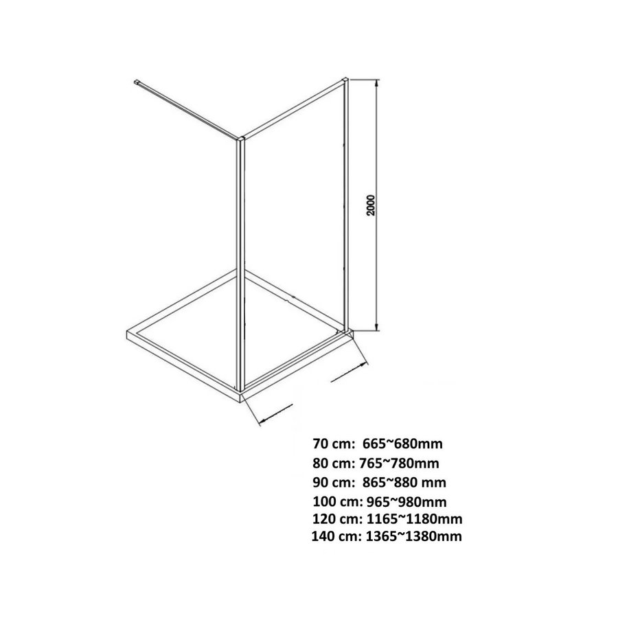 Inloopdouche Aqua Splash Slim Rookglas Anti-Kalk Coating Brushed Copper Profiel (zes varianten)