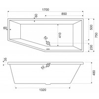 Ligbad Dore 170X75X48 Cm Mat Zwart