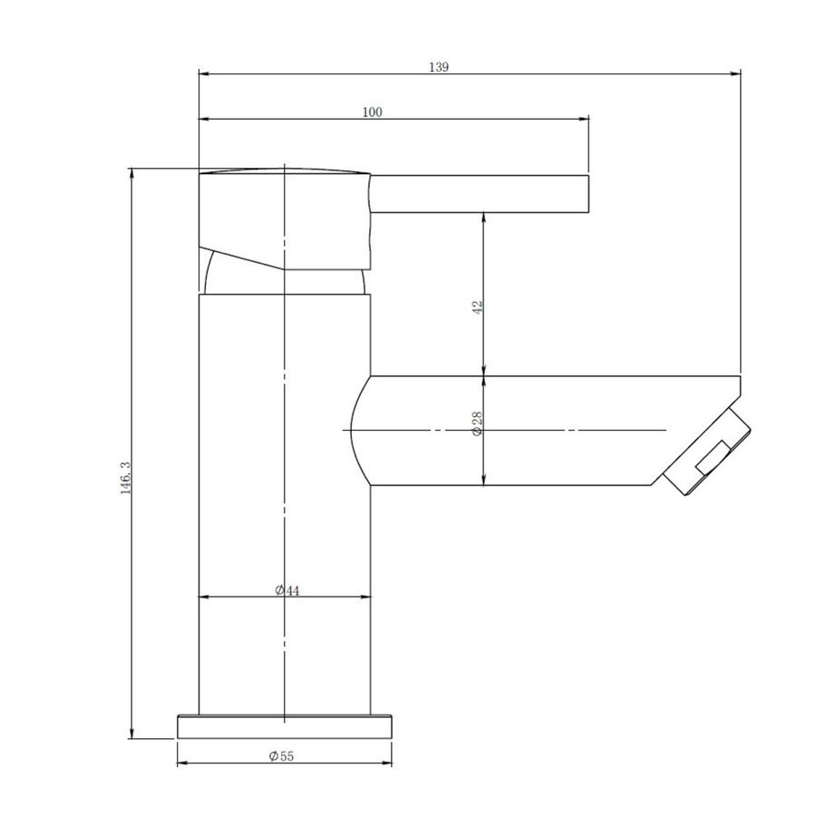 Wastafelkraan Boss & Wessing Colorato Laag Model Mat Zwart Messing