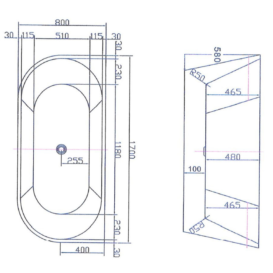 Ligbad NJOY Thalia 170x80 cm Acryl Mat Wit inclusief Afvoer en Badpotenset