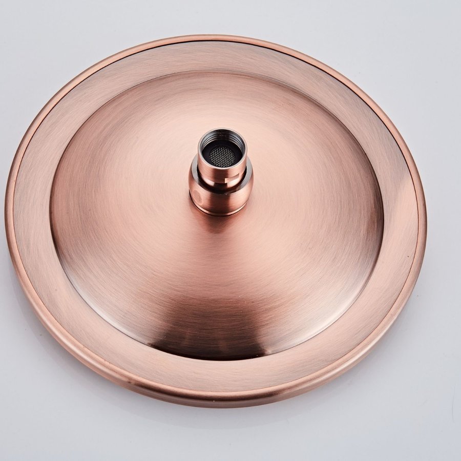 Inbouw Regendouche Set Boss & Wessing Copper met Plafonduitloop en 3 Standen Handdouche Geborsteld Koper 20 cm