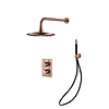 Boss & Wessing Inbouw Regendouche Set Boss & Wessing Copper Pro Wanduitloop en Staaf Handdouche Geborsteld Koper 20 cm