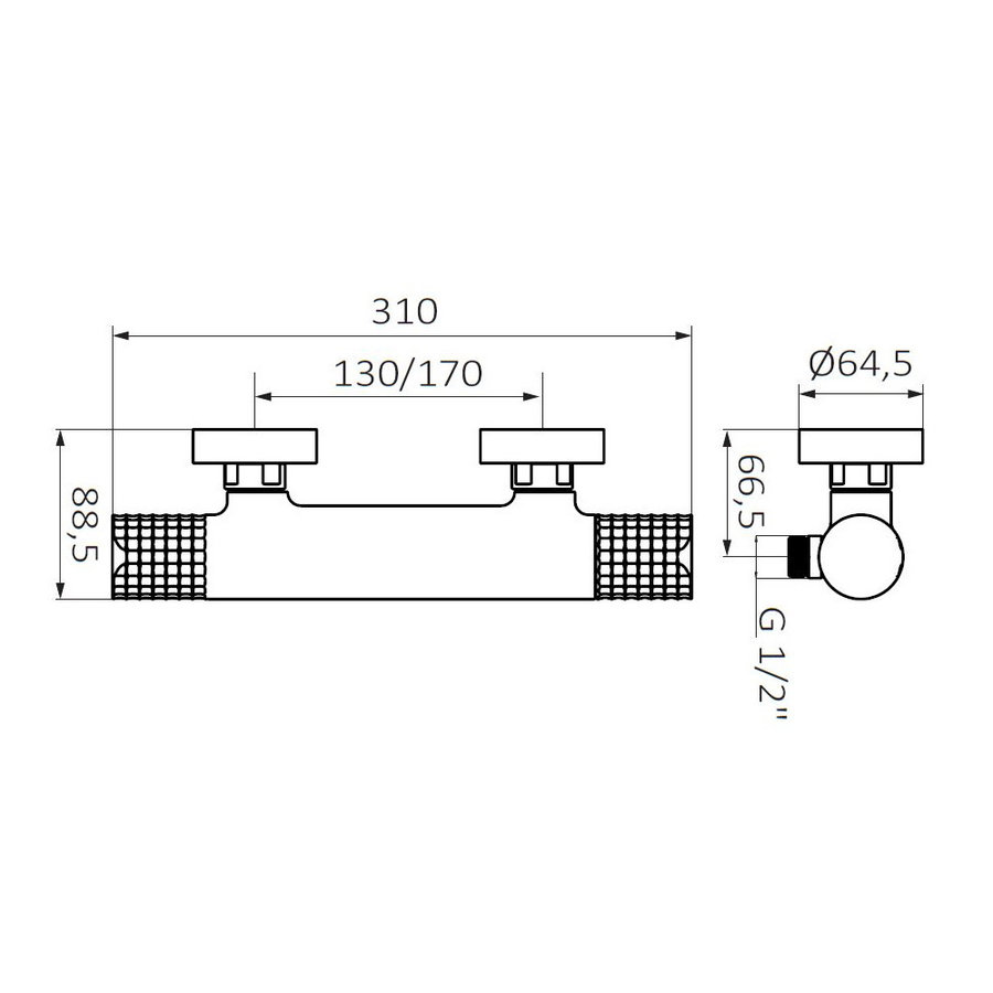 Opbouw Douchekraan GRB Aura Thermostatisch Chroom