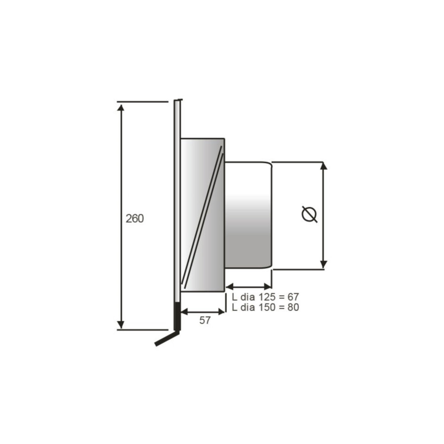 Overdruk Ventilatierooster Sigma 12.5 cm Mat Zwart