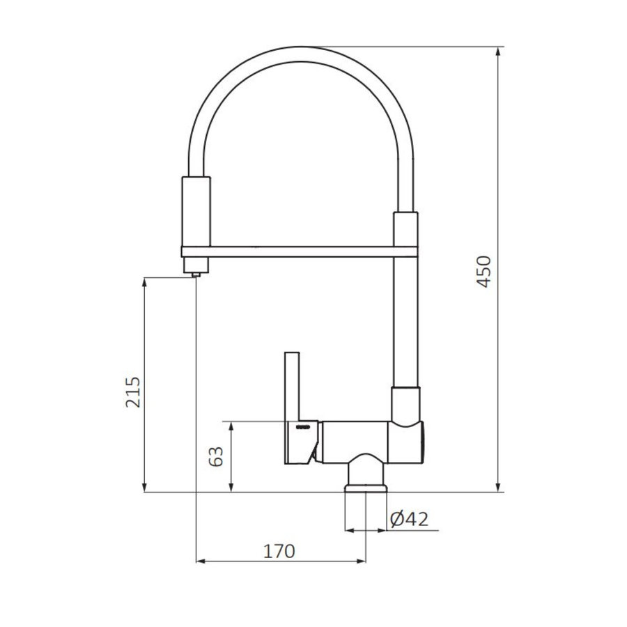 Keukenkraan GRB Kitchen Opklapbaar 45 cm Messing Chroom